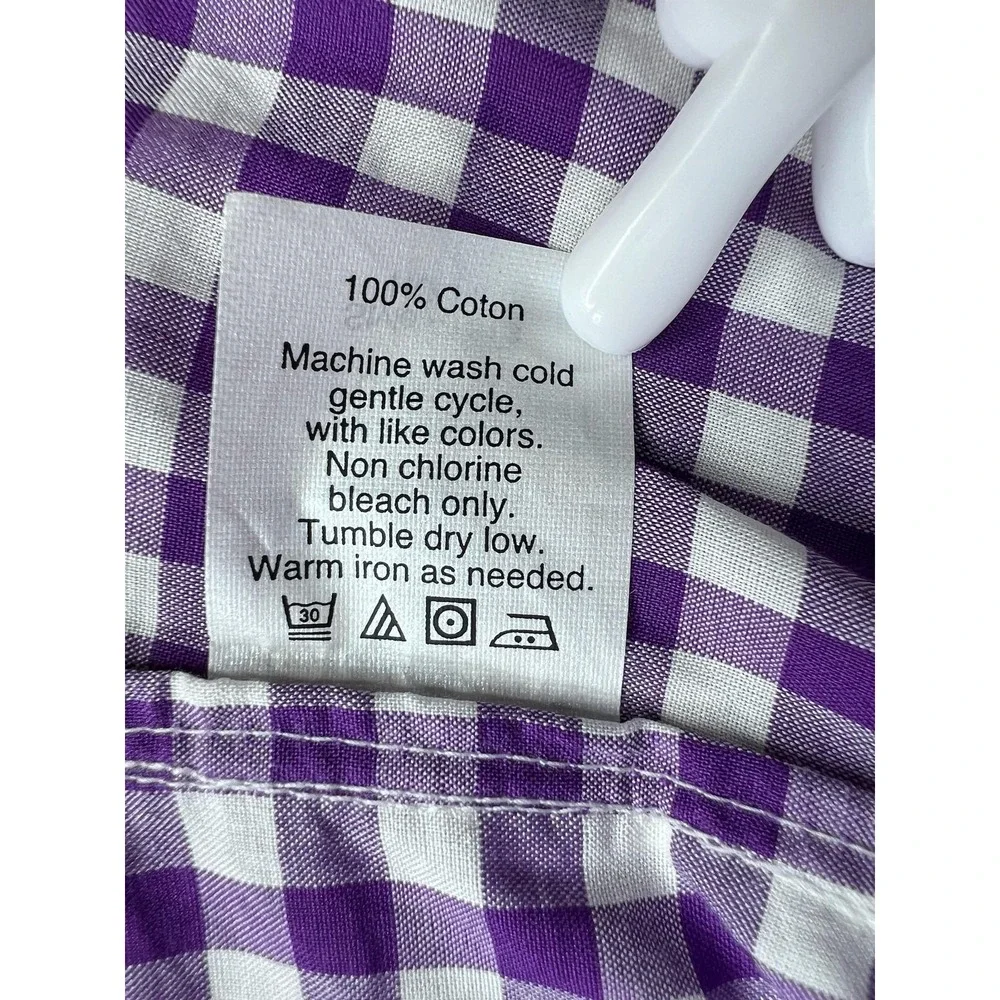 J.Crew Mens Purple Gingham Slim Fit Dress Shirt 15.5 34/35 120s 2-Ply Cotton